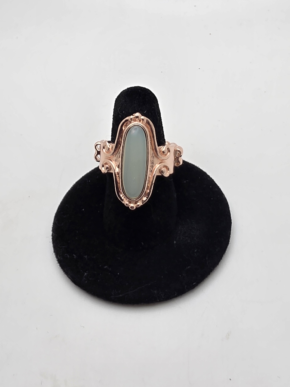 Rose Gold Statement Ring with Pale Oval Stone